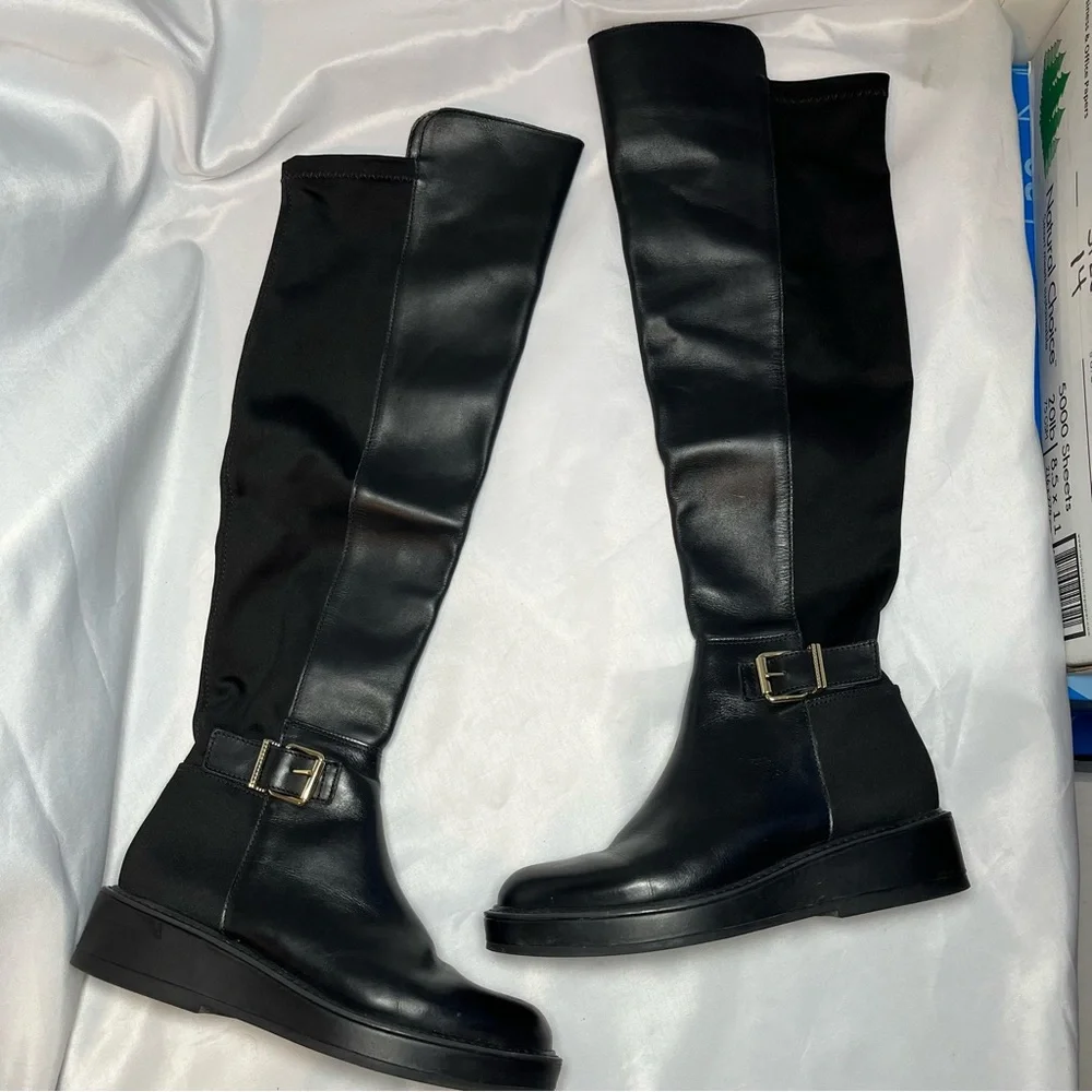 Dolce Vita Ember Black Leather Over-the-Knee Boots Size 6.5